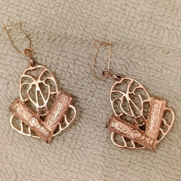 Sarah Coventry 2 piece set Brooch Pendant and Dangling Earrings Orange - Picture 3 of 9